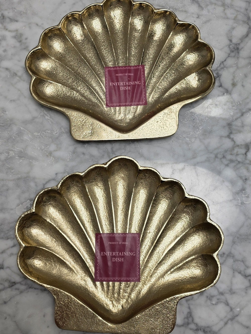 Seashell Beachy Scallop Trinket Dish Set 2 Gold Jewelry Entertaining Dishes